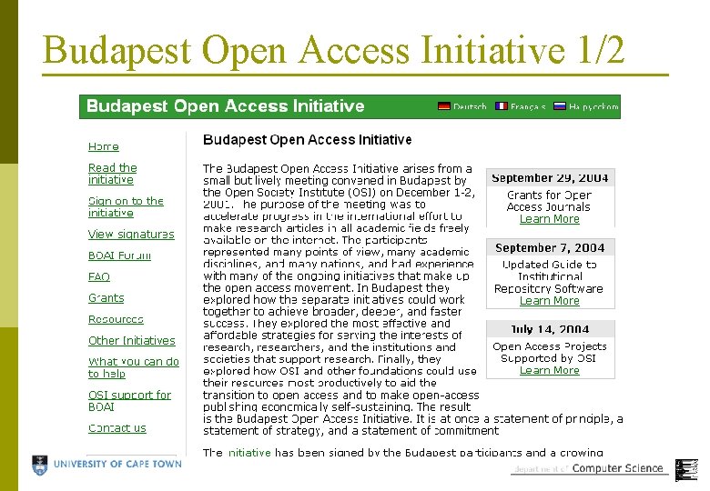 Budapest Open Access Initiative 1/2 