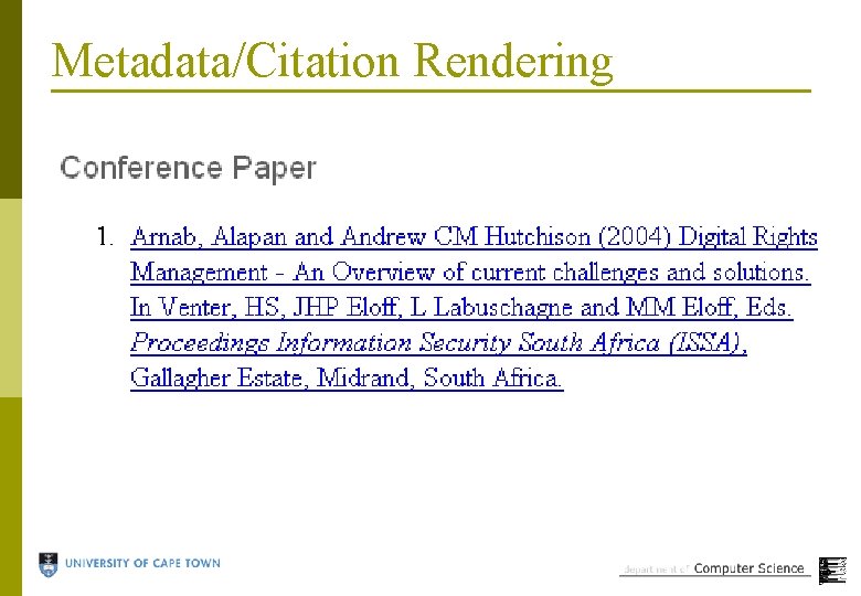 Metadata/Citation Rendering 