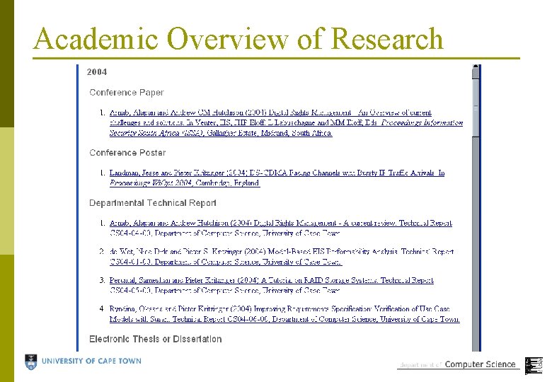 Academic Overview of Research 