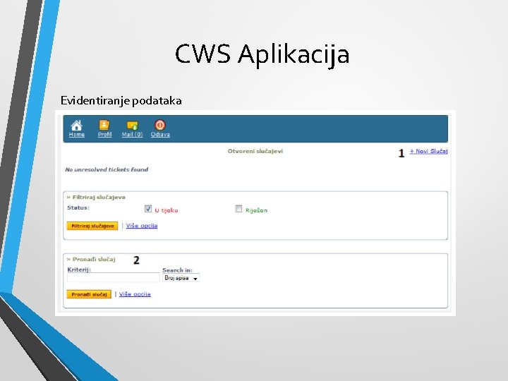 CWS Aplikacija Evidentiranje podataka 