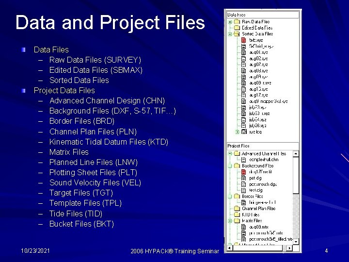 Data and Project Files Data Files – Raw Data Files (SURVEY) – Edited Data