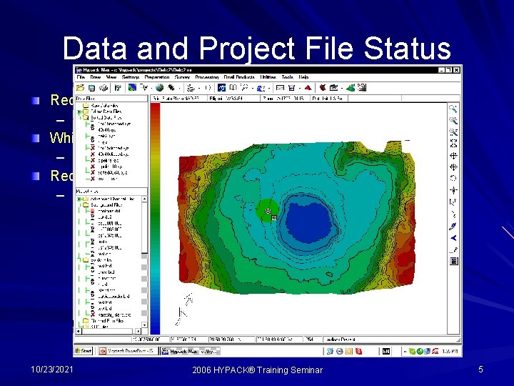 Data and Project File Status Red Page – Displayed on map White Page –