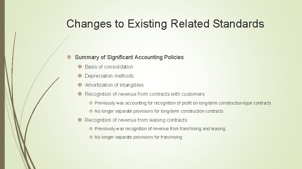 Changes to Existing Related Standards Summary of Significant Accounting Policies Basis of consolidation Depreciation