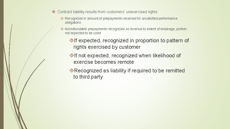  Contract liability results from customers’ unexercised rights Recognized in amount of prepayments received