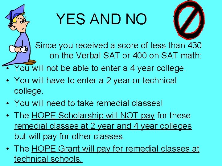 YES AND NO • • • Since you received a score of less than