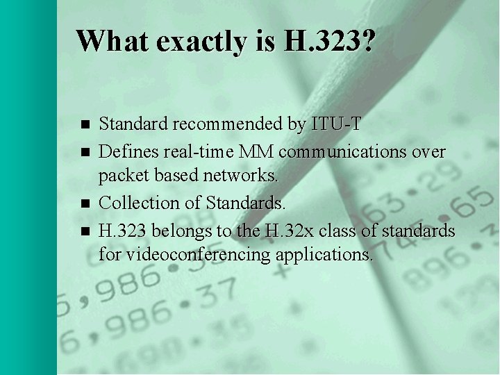 A Presentation on H 323 Deepak Bote Email