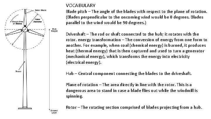 VOCABULARY Blade pitch – The angle of the blades with respect to the plane