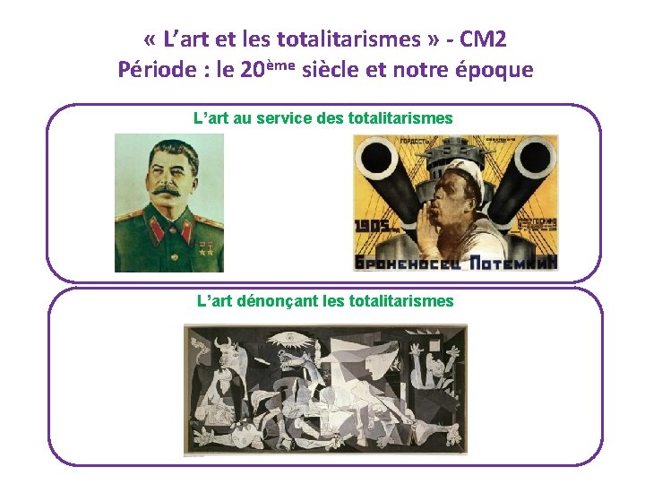  « L’art et les totalitarismes » - CM 2 Période : le 20ème