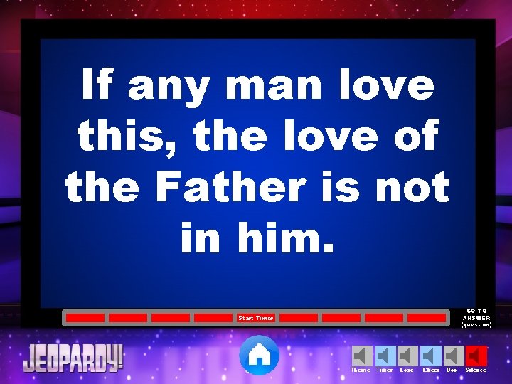 If any man love this, the love of the Father is not in him.