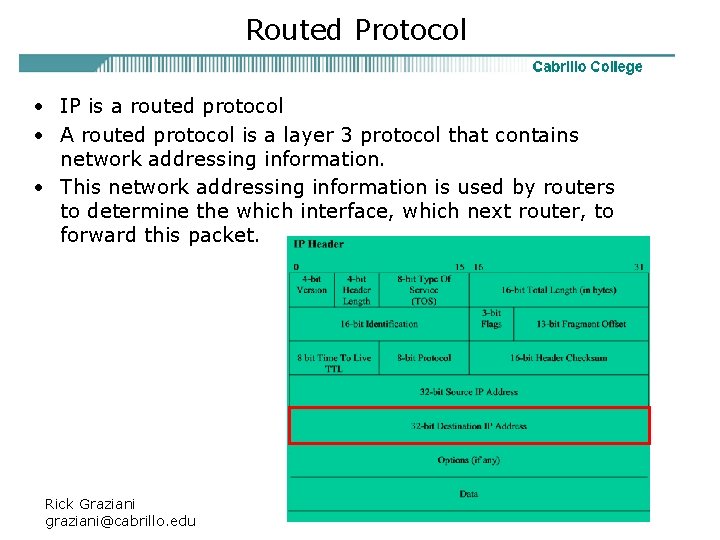 Routed Protocol • IP is a routed protocol • A routed protocol is a