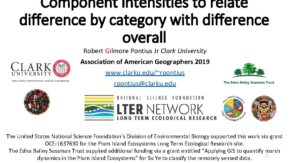 Component intensities to relate difference by category with