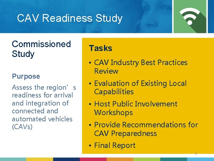 CAV Readiness Study Commissioned Study Purpose Assess the region’s readiness for arrival and integration