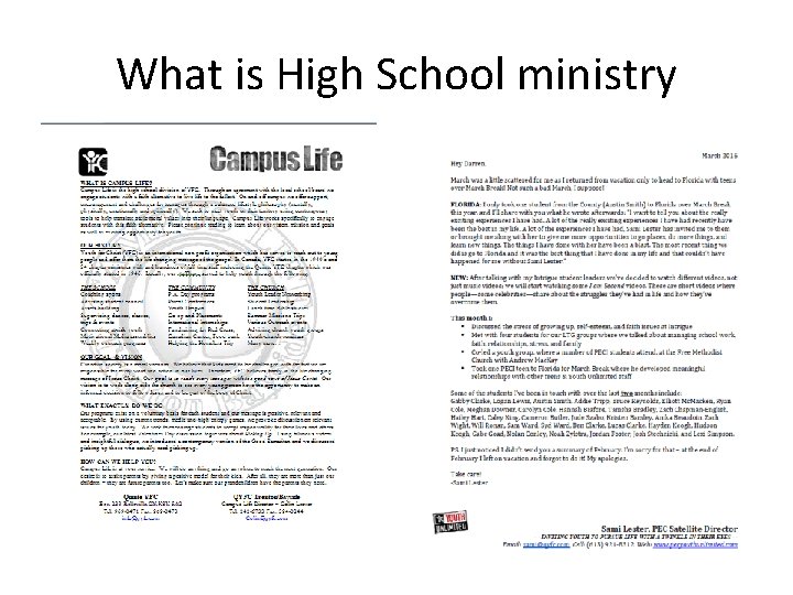 What is High School ministry 