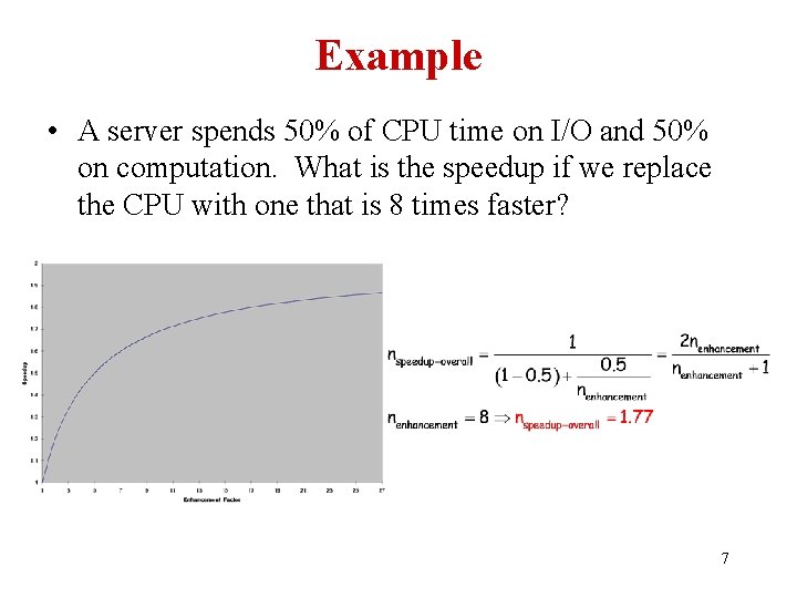 Example • A server spends 50% of CPU time on I/O and 50% on