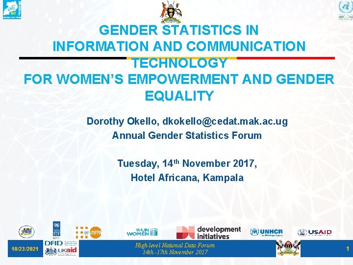 GENDER STATISTICS IN INFORMATION AND COMMUNICATION TECHNOLOGY FOR