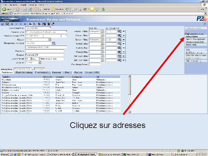 Cliquez sur adresses 