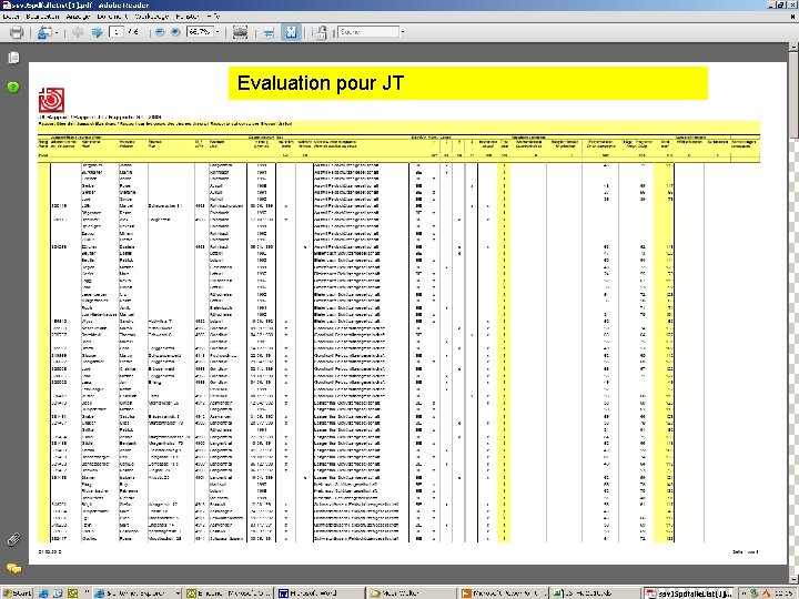 Evaluation pour JT 