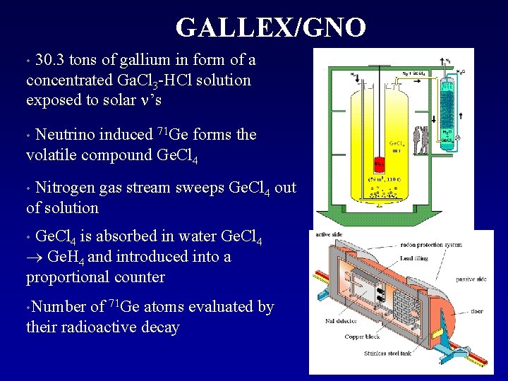 GALLEX/GNO 30. 3 tons of gallium in form of a concentrated Ga. Cl 3