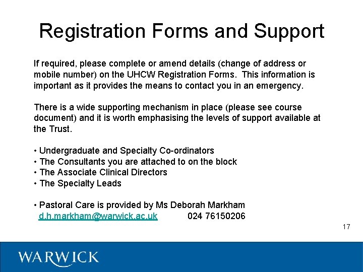 Registration Forms and Support If required, please complete or amend details (change of address