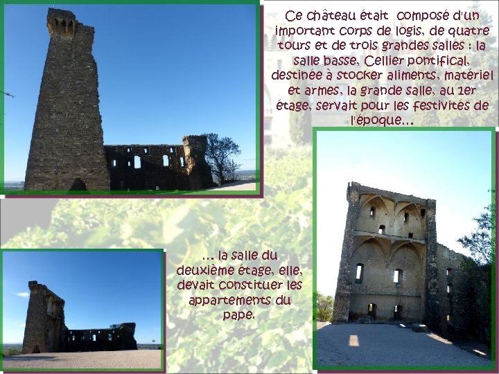 Ce château était composé d'un important corps de logis, de quatre tours et de