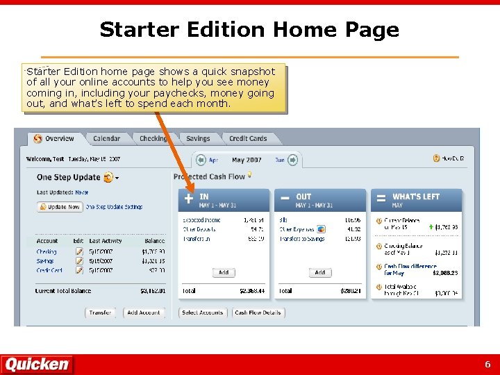 Starter Edition Home Page Starter Edition home page shows a quick snapshot of all