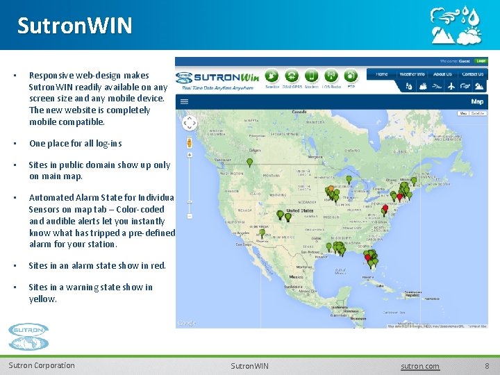 Sutron. WIN • Responsive web-design makes Sutron. WIN readily available on any screen size
