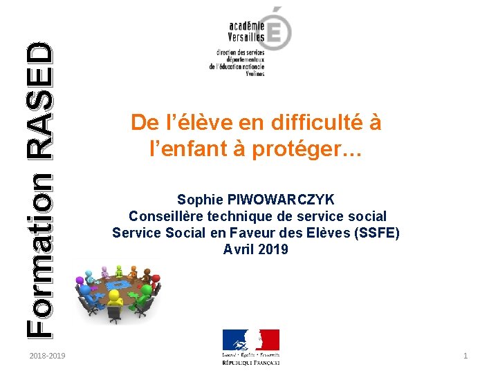 Formation RASED 2018 -2019 De l’élève en difficulté à l’enfant à protéger… Sophie PIWOWARCZYK