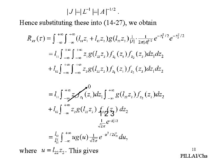 Hence substituting these into (14 -27), we obtain where This gives 18 PILLAI/Cha 