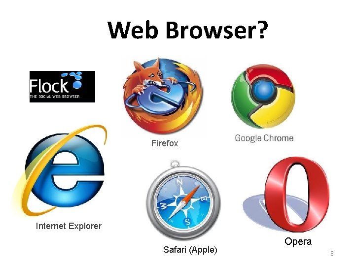 Web Browser? Firefox Internet Explorer Safari (Apple) Opera 8 