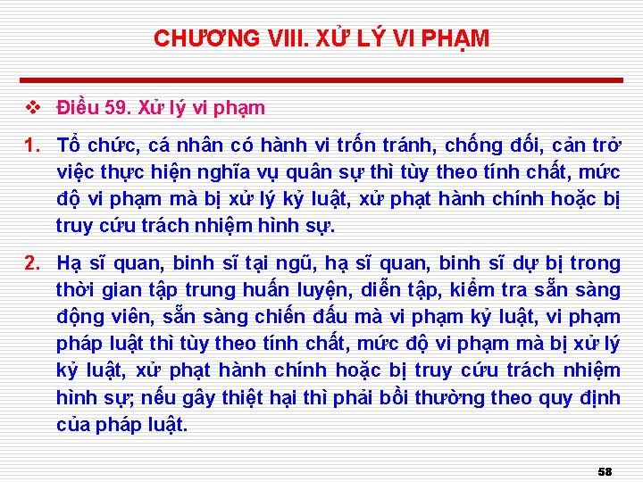 CHƯƠNG VIII. XỬ LÝ VI PHẠM v Điều 59. Xử lý vi phạm 1.