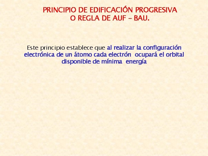 PRINCIPIO DE EDIFICACIÓN PROGRESIVA O REGLA DE AUF – BAU. Este principio establece que