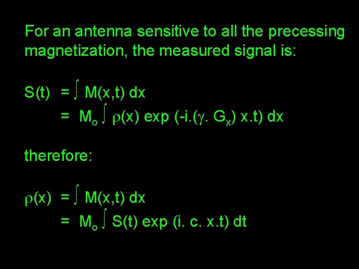 For an antenna sensitive to all the precessing magnetization, the measured signal is: S(t)