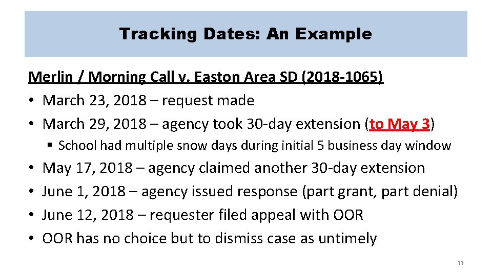Tracking Dates: An Example Merlin / Morning Call v. Easton Area SD (2018 -1065)