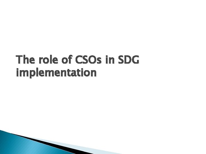 The role of CSOs in SDG implementation 