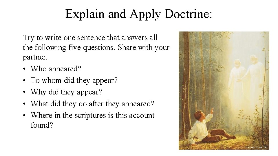 Explain and Apply Doctrine: Try to write one sentence that answers all the following