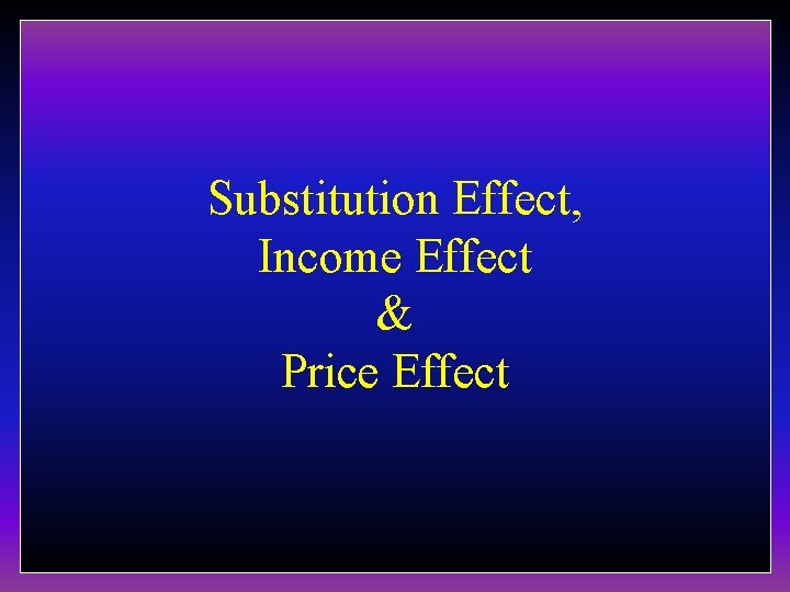 Substitution Effect, Income Effect & Price Effect 