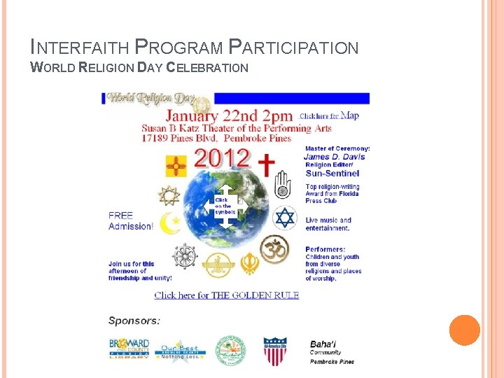 INTERFAITH PROGRAM PARTICIPATION WORLD RELIGION DAY CELEBRATION 