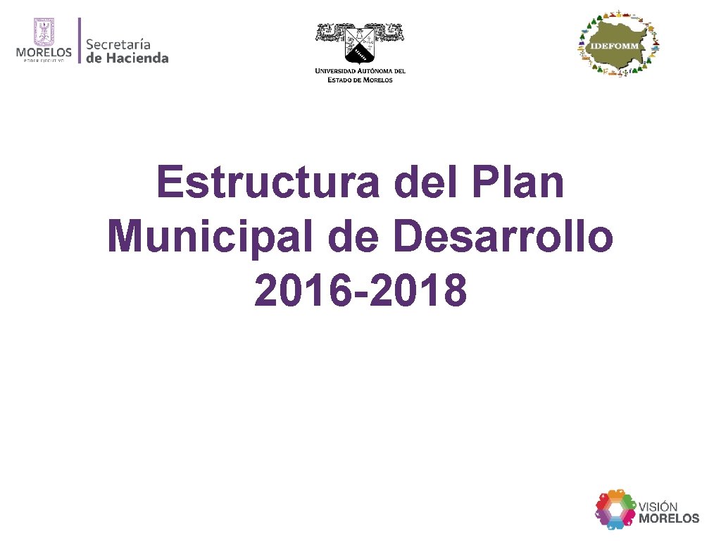 Estructura del Plan Municipal de Desarrollo 2016 -2018 