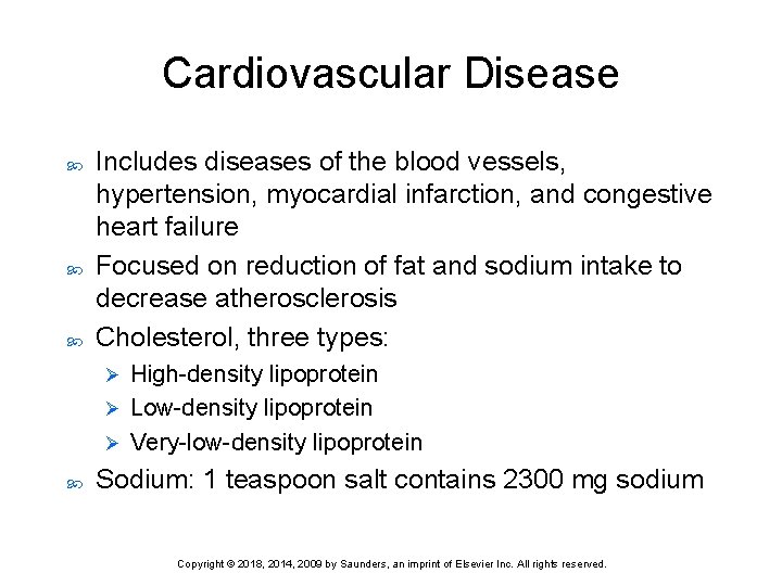 Cardiovascular Disease Includes diseases of the blood vessels, hypertension, myocardial infarction, and congestive heart