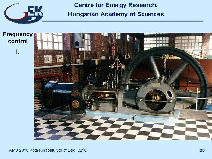 Centre for Energy Research, Hungarian Academy of Sciences Frequency control I. AMS 2016 Kota