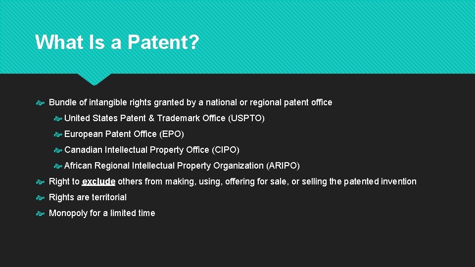 What Is a Patent? Bundle of intangible rights granted by a national or regional