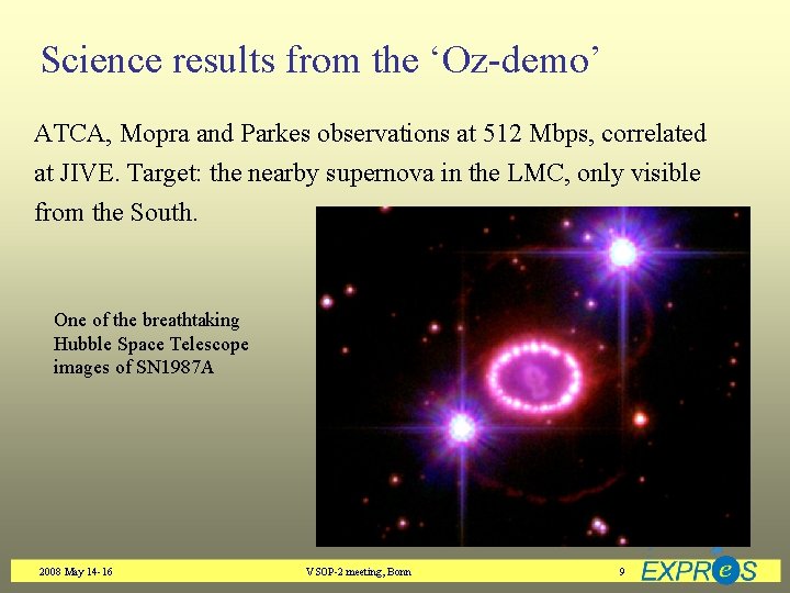 Science results from the ‘Oz-demo’ ATCA, Mopra and Parkes observations at 512 Mbps, correlated