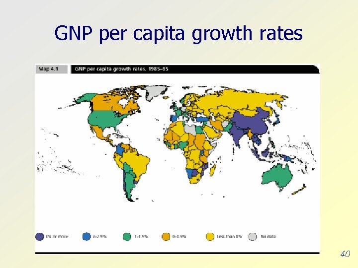GNP per capita growth rates 40 