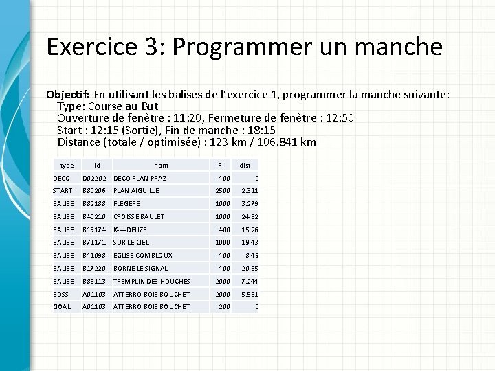 Exercice 3: Programmer un manche Objectif: En utilisant les balises de l’exercice 1, programmer