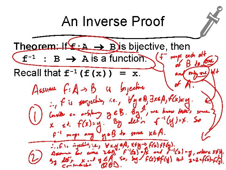 An Inverse Proof Theorem: If f: A B is bijective, then f-1 : B An Inverse Proof Theorem: If f: A B is bijective, then f-1 : B