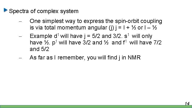 Spectra of complex system – – – One simplest way to express the spin-orbit