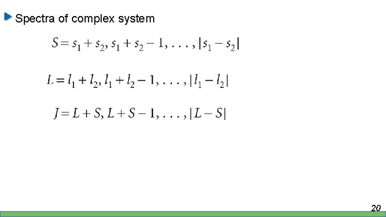 Spectra of complex system 20 