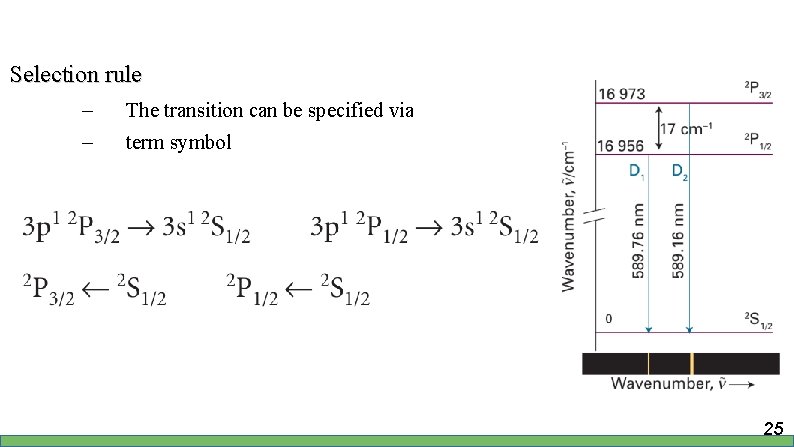 Selection rule – – The transition can be specified via term symbol 25 