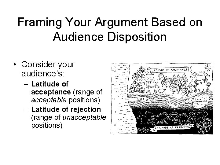 Framing Your Argument Based on Audience Disposition • Consider your audience’s: – Latitude of