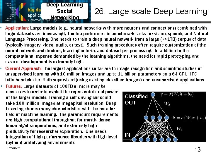 Deep Learning Social Networking 26: Large-scale Deep Learning • Application: Large models (e. g.